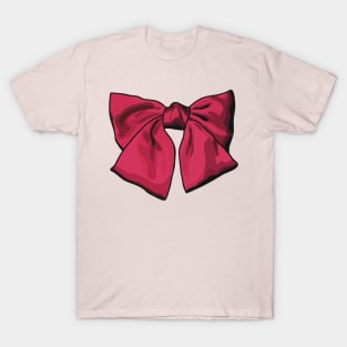 Digital illustration of red satin bow T-Shirt